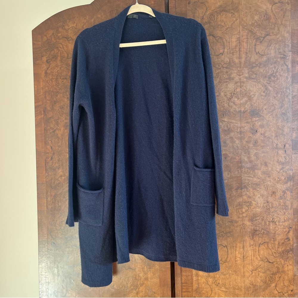 100% Cashmere Navy Cardigan Long Cashmere Cardigan